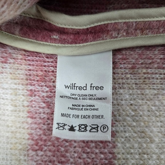 Wilfred Free Aritzia Women's Elm Long Shacket Pink Plaid Italian Wool Sz M - Picture 11 of 16